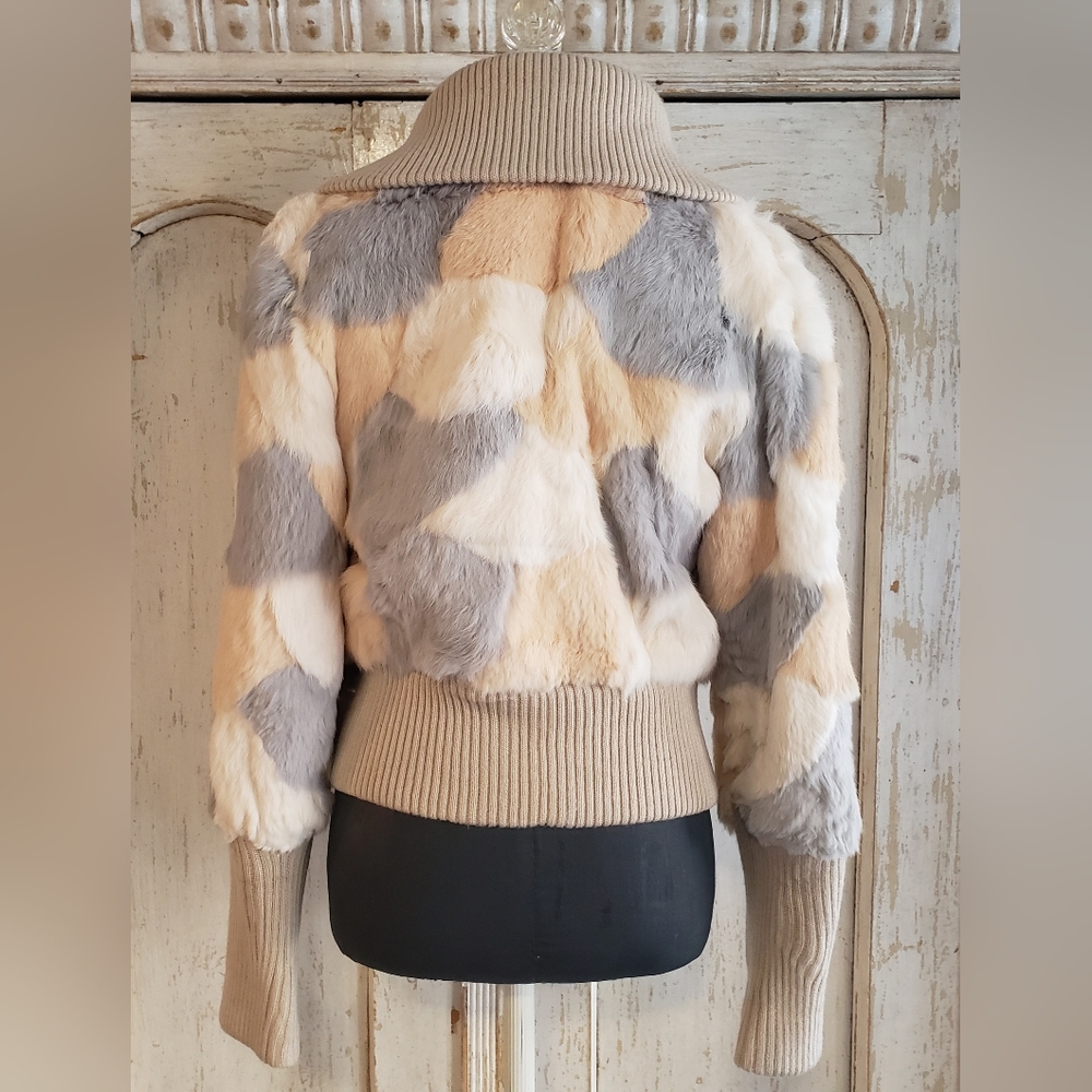 bebe Multicolor Fur Bomber Jacket - Picture 8 of 16